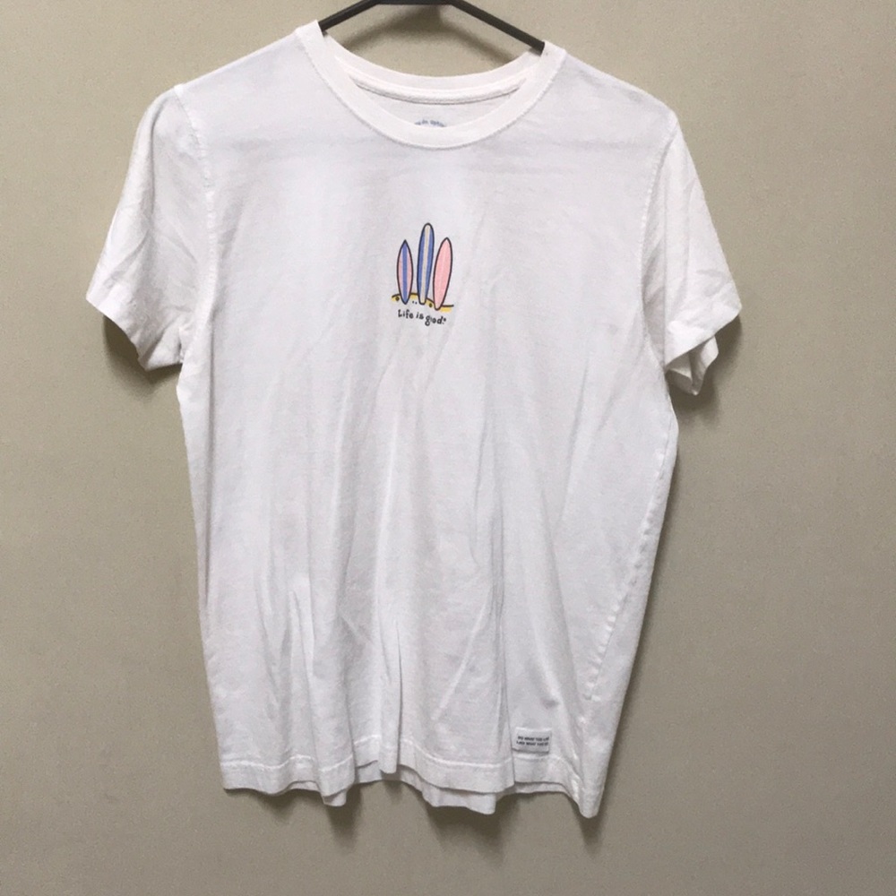 White surfboard life is good T-shirt